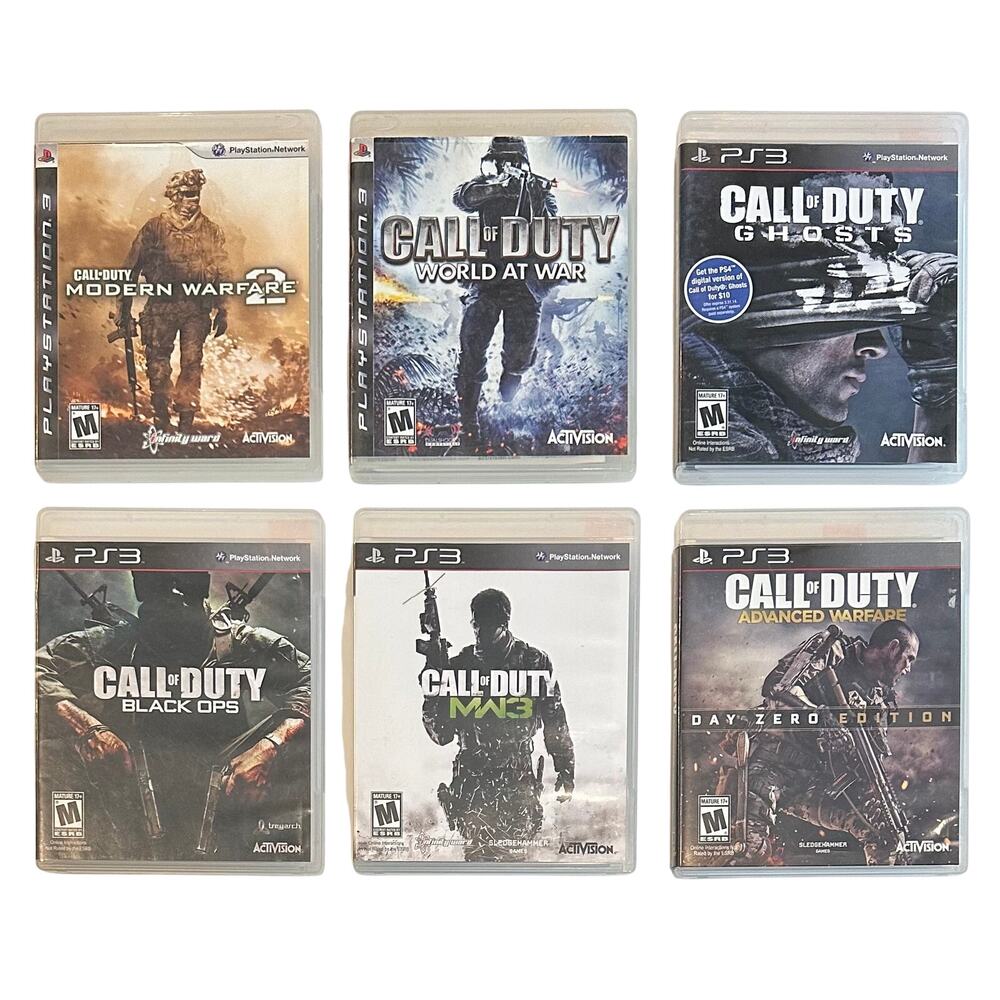 6 PS3 Call Of Duty Games. Adv. Warfare/Ghosts/World At War/MW3/Black Ops/MW2